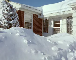 Snowed: 1960s Deep Winter Snow Piled up Blocking frontDoor of Bri