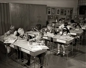 Classmates: 1960s ELEMENTARY CLASSROOM CHILDREN AT DESKS
