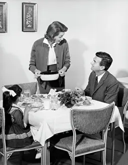 Casserole: 1960s Family Of Three At Dining