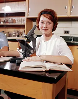 Teenages: 1960s Girl Student Laboratory