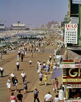Mid Atlantic: 1960s from Above looking Down at the Shore Crowd of Peopl