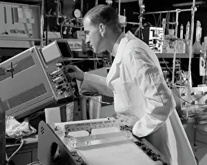 Oscilloscope: 1960s Male Laboratory Technician