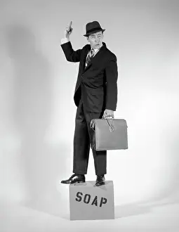 Orate: 1960s Man Standing On Soap Box