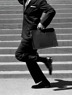 Harried: 1960s Man In Suit Shown Chest-Down