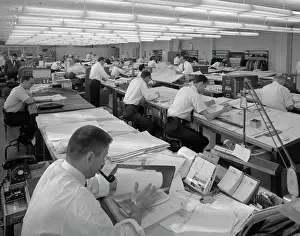 Drafting: 1960s Men In Engineering Office