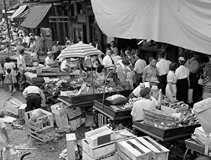 Pushcart: 1960s Partial Overhead Of Crowded