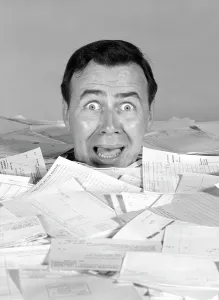 Invoice: 1960s Portrait Of Alarmed Man
