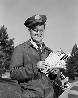 Mailbag: 1960s Smiling Mailman Outdoors