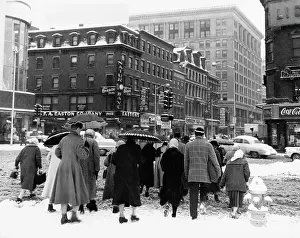 Slush: 1960s Back View Of Small Crowd