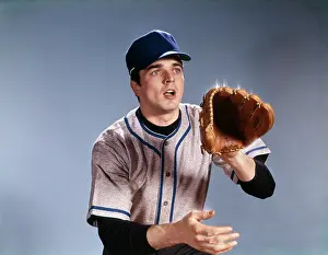 Mitt: 1960s Young Man In Baseball Uniform