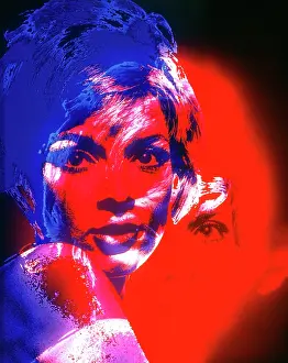 Tones: 1970 Posterized Double Exposure Woman Face Two Differen