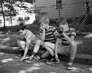 Lethargy: 1970s Three Bored Boys Sitting