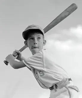 Hitter: 1970s BOY PLAYING BASEBALL HOLDING BAT READY