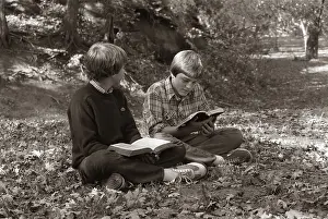 Bibles: 1970s Two Boys Reading Bibles