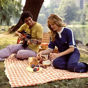 Barbeque: 1970s Two Couples Backyard Picnic