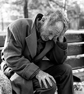 Vagrancy: 1970s Destitute Elderly Man Sitting