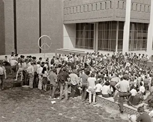 Conflicting: 1970s Group Young College Students in Protest Demonstrati