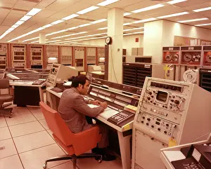 Grown Up: 1970s Latino Man Working Computer Control Board Computers