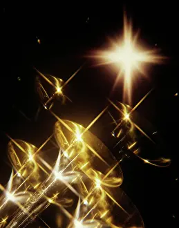 Heralding: 1970s Multiple Exposure Of Trumpets And Spotlight All With S