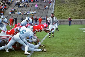 Touchdown: 1970s Player Stretching over Goal Line for Touchdown Coll