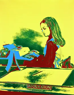 Receptionist: 1970s Special Effect Woman Typewriter