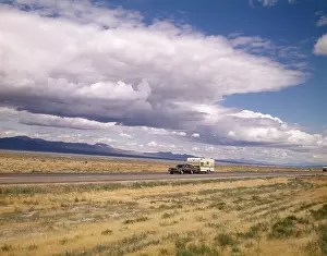 Interstate: 1970s STATION WAGON PULLING RV CAMPER INTERSTATE