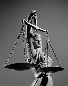 Impartial: 1970s STATUE OF BLIND JUSTICE HOLDING SCALES