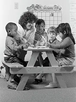 Picniking: 1980s Boy Girl Elementary School