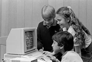 Schoolrooms: 1980s Boy Sitting In Front Of