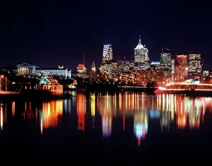 Mid Atlantic: 1990s City Skyline at Night with Bell Atlantic Tower Libe