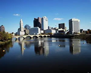 Bla001: 1990s SKYLINE ALONG THE SCIOTO RIVER COLUMBUS