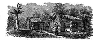 Trappers: 19th century American log cabin
