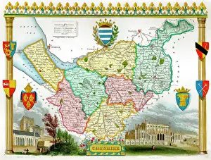 Moule: 19th century County map of Cheshire, England