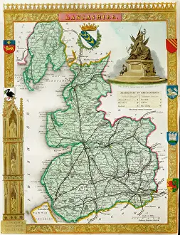Moule: 19th century Map of the County of Lancashire