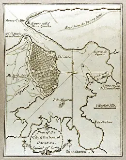 Havanna: 19th century Map of the Harbour of Havana, Cuba