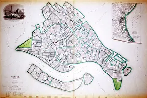 Sduk: 19th century Map of Venice, Italy