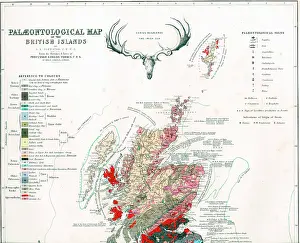 Paleontological: 19th century Paleontological Map of British Isles