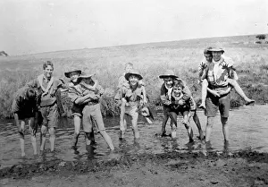 Bellevue: 1st Bellevue Scouts crossing watercourse