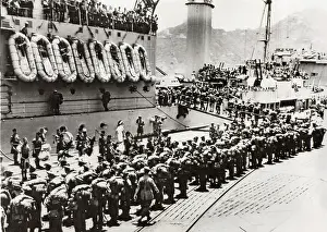 Boarding: 1st Btn Argyll & Sutherland Highlanders boarding HMS Ceylon