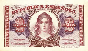 Countenance: 2 pesetas bill (Spain, 1938)