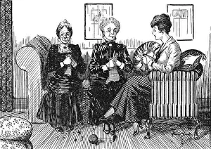 Knitters: 2 Plain, 1 Purl, WW1 knitting cartoon