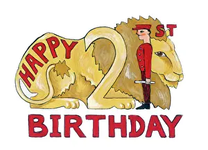 Twenty First: 21st Birthday design with Lion