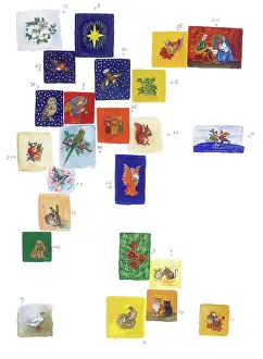Advent: 24 small pictures for inside of Advent calendar
