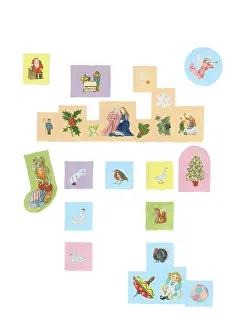 Advent: 24 small pictures for inside of advent calendar