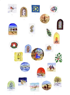 Advent: 24 window pictures for Advent Calendar