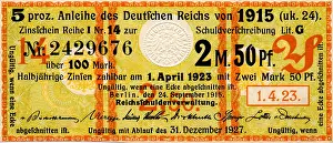 Debts: 2.50 Reichsmark bond