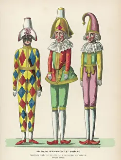 C1810: 3 Dolls Harlequin circa 1810