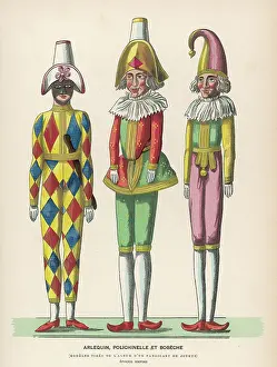 C1810: 3 Dolls Harlequin circa 1810