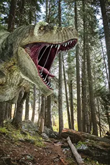 Tyrannosaurus: 3D illustration of a T-Rex dinosaur close-up