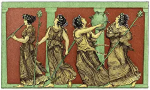 Thyrsus: 4 FEMALE GREEK DANCERS